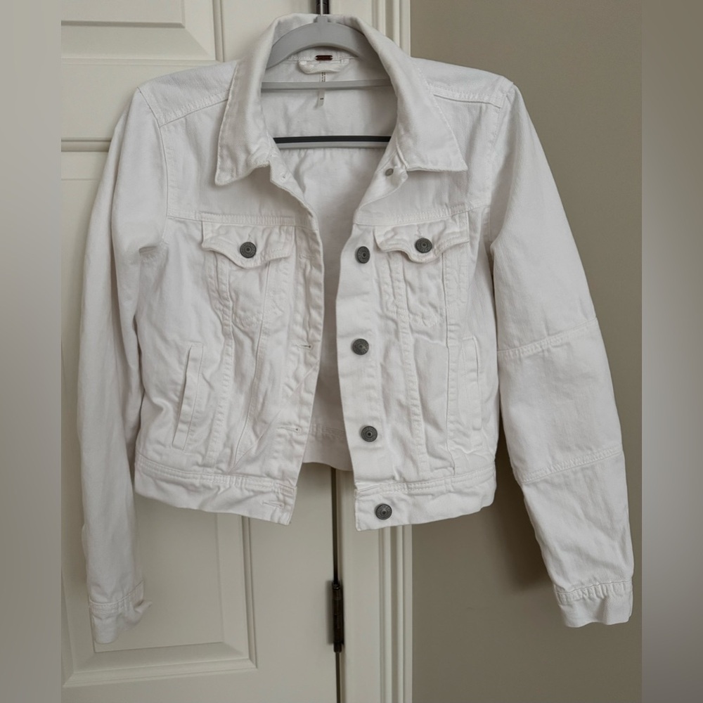 Free People White Denim Jacket XS